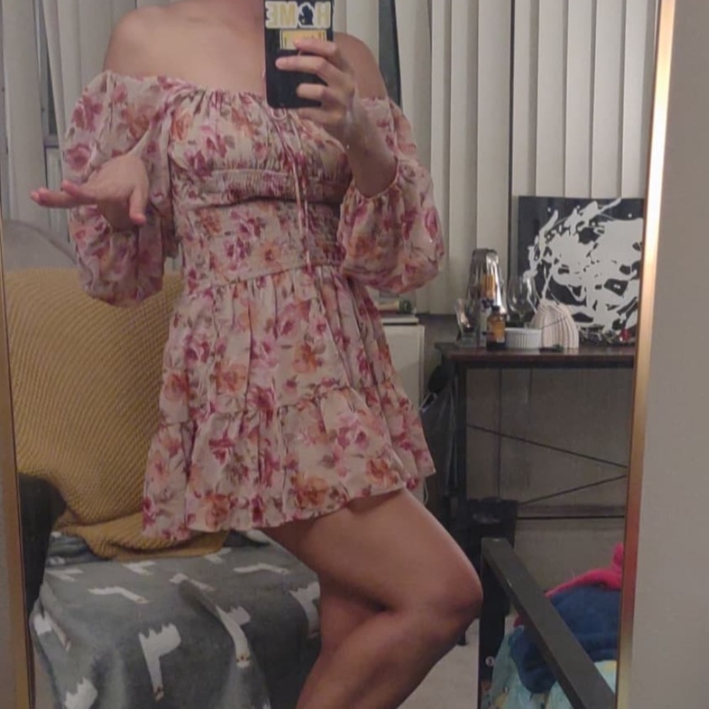 Pitaya Pink Off-Shoulder Long Sleeve Dress for Weddings
